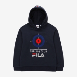 Fila Front Plate Volume Embroidery Point Hooded - Poikien T Paita - Laivastonsininen | FI-53112